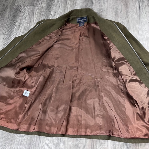 Laura Scott Jacket Women's 6 Green Lined 100% Wool Coat Blazer Full Zip - Picture 8 of 9